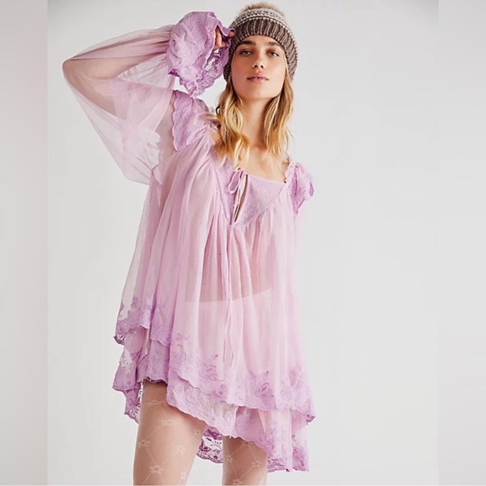 Free People Lavender Sheer Top